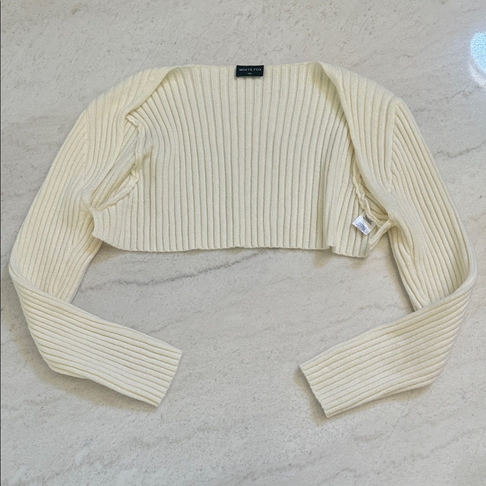 White Fox Boutique Ivory Ribbed Knit Top
